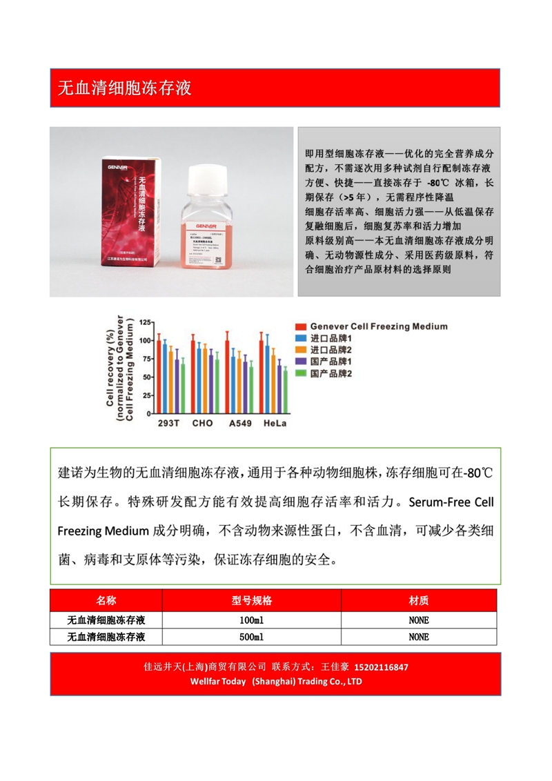 无血清细胞冻存液